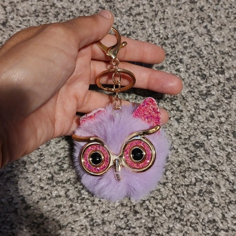 Owl Keychain with Gold Accents